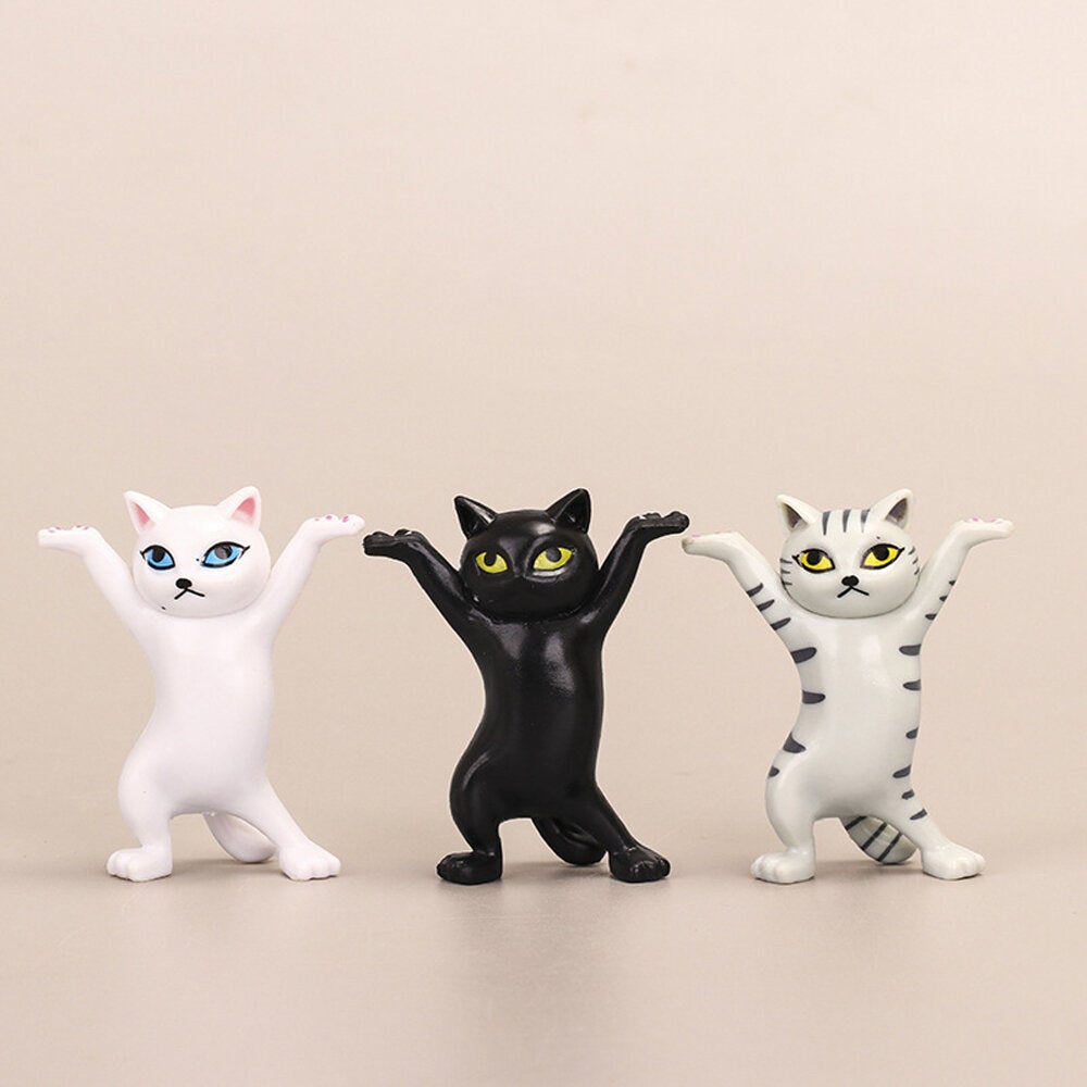 1 PC Cartoon Dancing Cat Figure Doll Figurines Handmade Enchanting Kittens Toy for Office Pen Holder