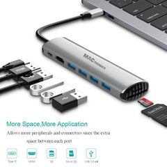 8 In 1 USB-C Hub Docking Station Adapter with 4K HDMI HD Display 60W USB-C PD 4 * USB 3.0 Memory Card Readers
