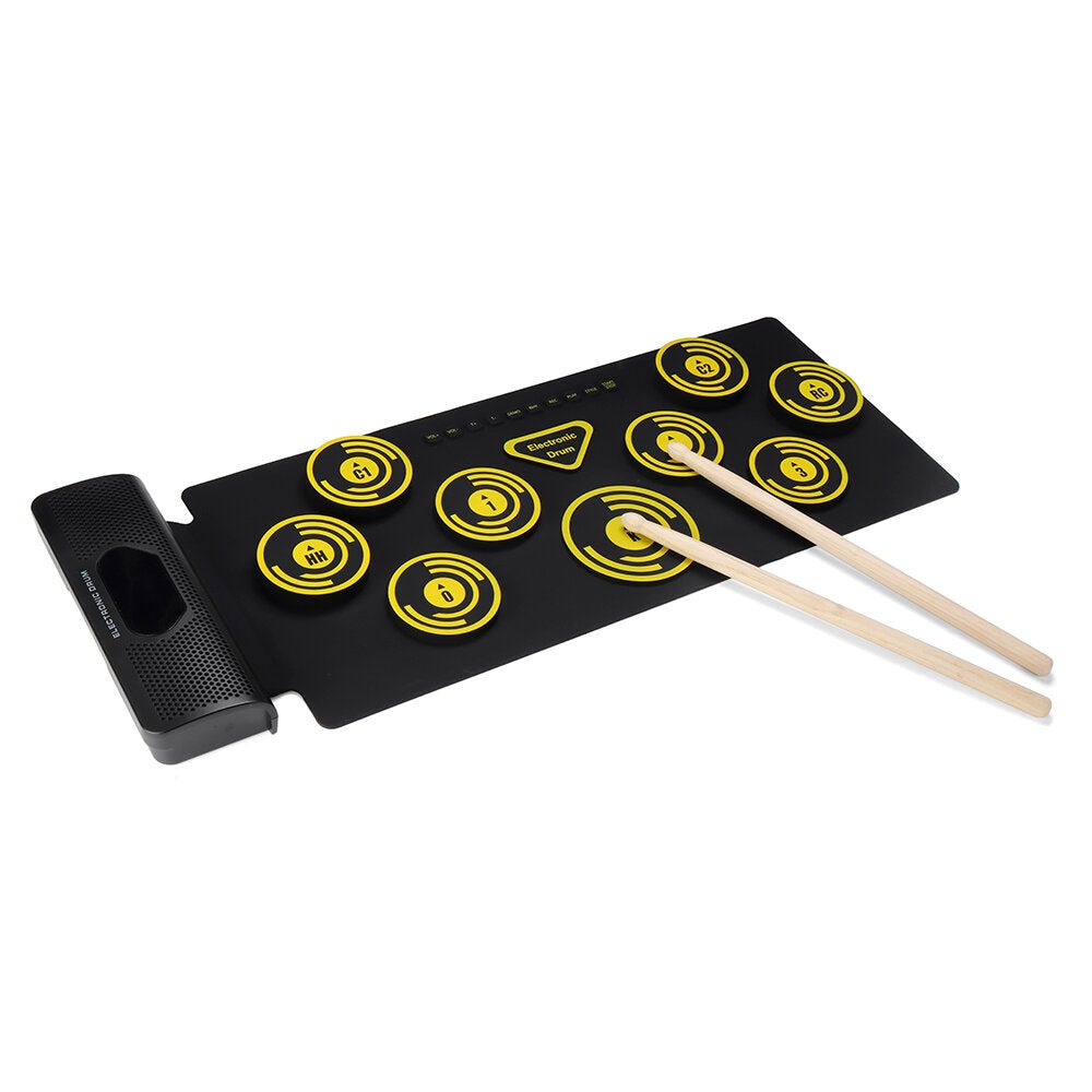 Electronic Roll-Up Drum Set Folded Silicone Thicken Drum With MIDI Yellow