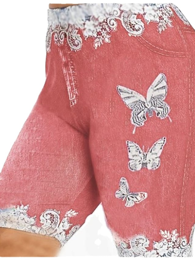Women's Fashion Casual Butterfly Print Comfort Denim Shorts
