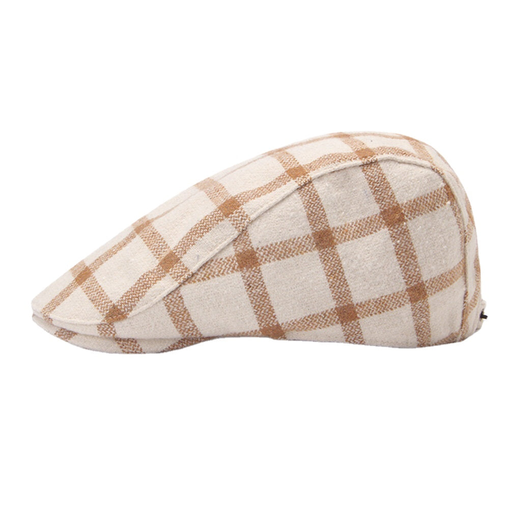 Men Newsboy Hats Colored Lattice Short Brim Dome Outdoor Adjustable Berets Driver Hat