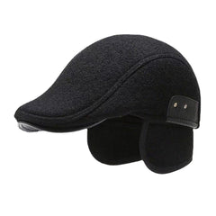 Men Newsboy Hats Outdoor Cashmere Woolen Ear Protection Windproof Warm Berets Cabbie Hat