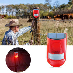 Waterproof Solar Motion Sensor Alarm Red Lamp with Warning Sound