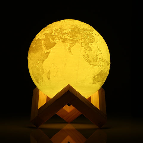 RGB Color Change Rechargeable 3D Print Earth Lamp - JustgreenBox