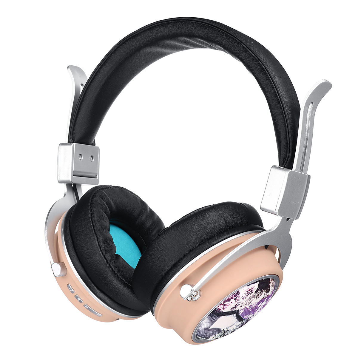 Wireless bluetooth 5.0 Headphone Foldable Pattern 3D Stereo TF Card AUX Headphone with Mic