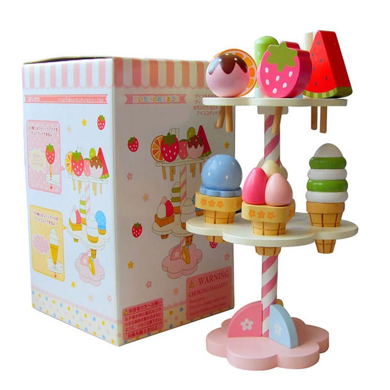 New Wooden Kids Toy Play House Strawberry Ice Cream Stand Gifts 1 Set