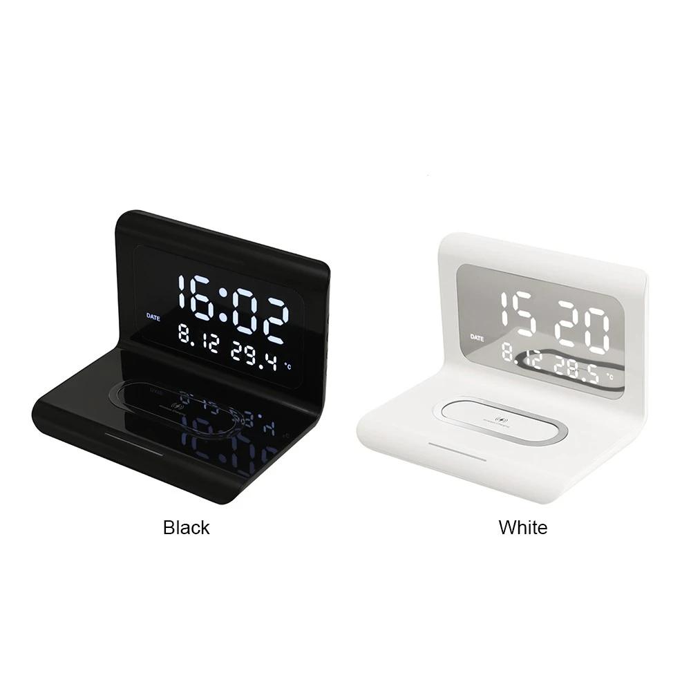 10W Wireless Charger Pad and Alarm Clock Thermometer