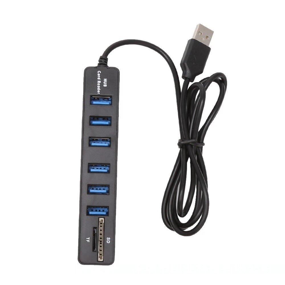 USB 2.0 HUB 2 In 1 Card Reader SD TF Extender HUB Card Reader Adapter