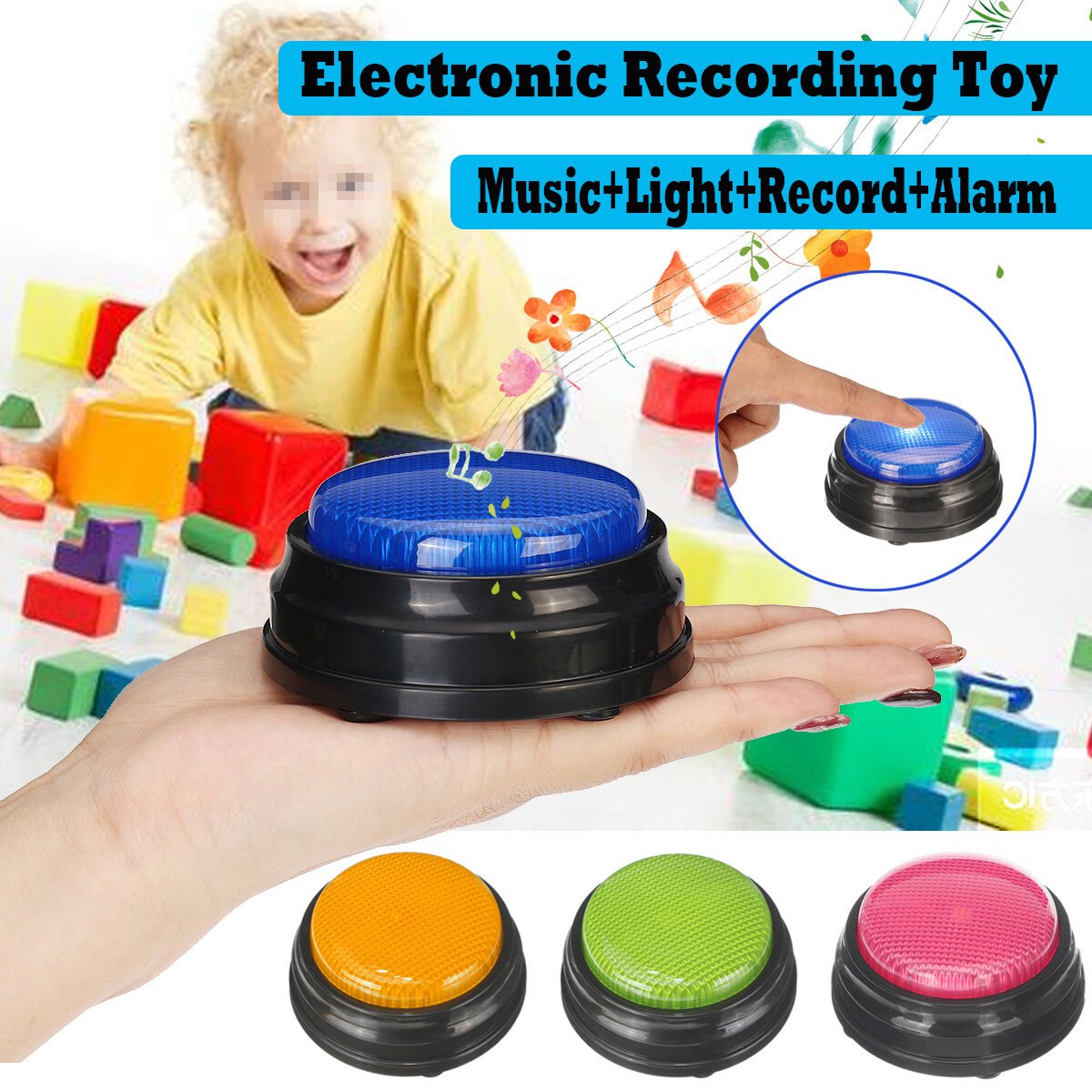 Recordable Talking Button Game Answer Buzzer Alarm Button 4 Color Suit Luminous Voice Box Luminous Sound Squeeze Box