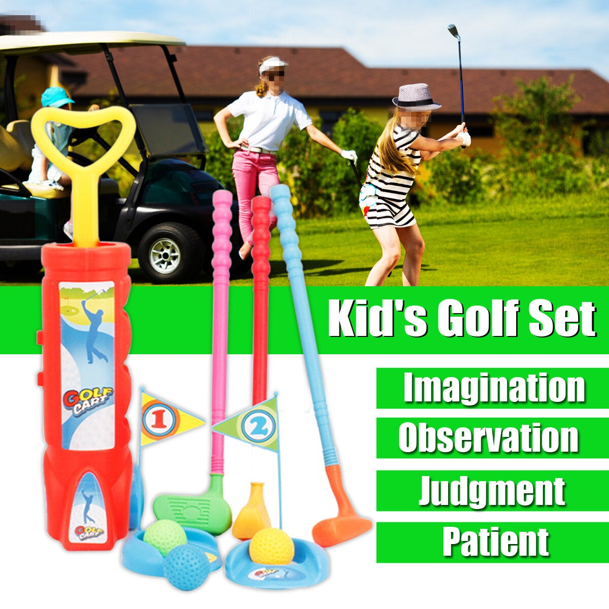 Childrens Golf Sports Toy Set with Cart Net Bag Packaging Toys