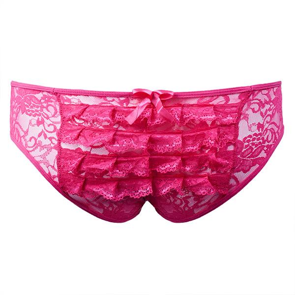 Women Sexy Lace Overlays Ruffle Back Low Waist Panties