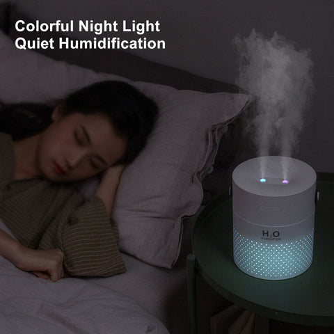 Dual Spray Humidifier Mist Maker USB Power Bank with Colorful Lights for Phone Office Home Beadroom