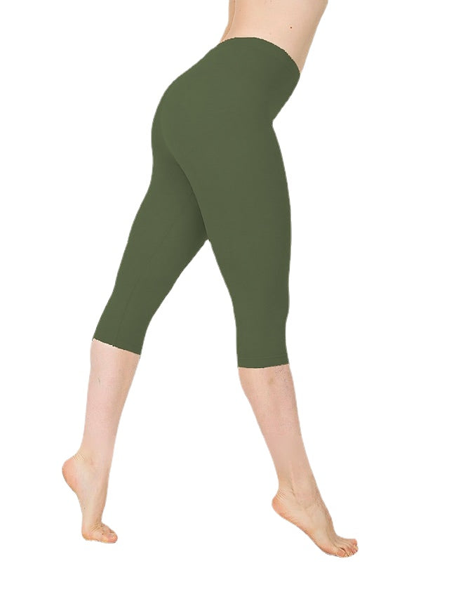 Women's Daily Yoga Stretchy Cotton Blend Lightweight Sports High Waist Capri shorts