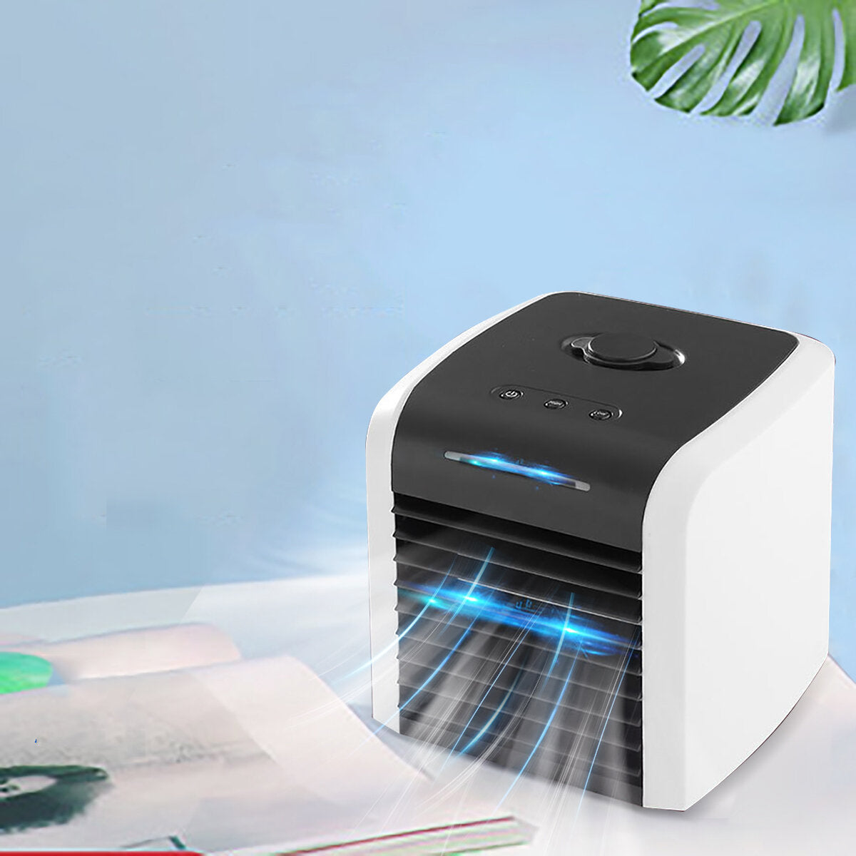 12W Desktop Air Conditioner 2 Gears 90 Adjustable Cooling Fan USB Humidifier Travel Home Office