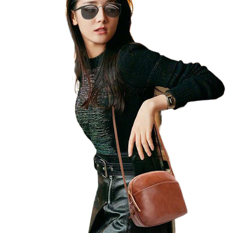 High Quality Women Shoulder Bags Small Messenger Bag Vintage Brown Leather Shell Famous Brand Crossbody for Girls