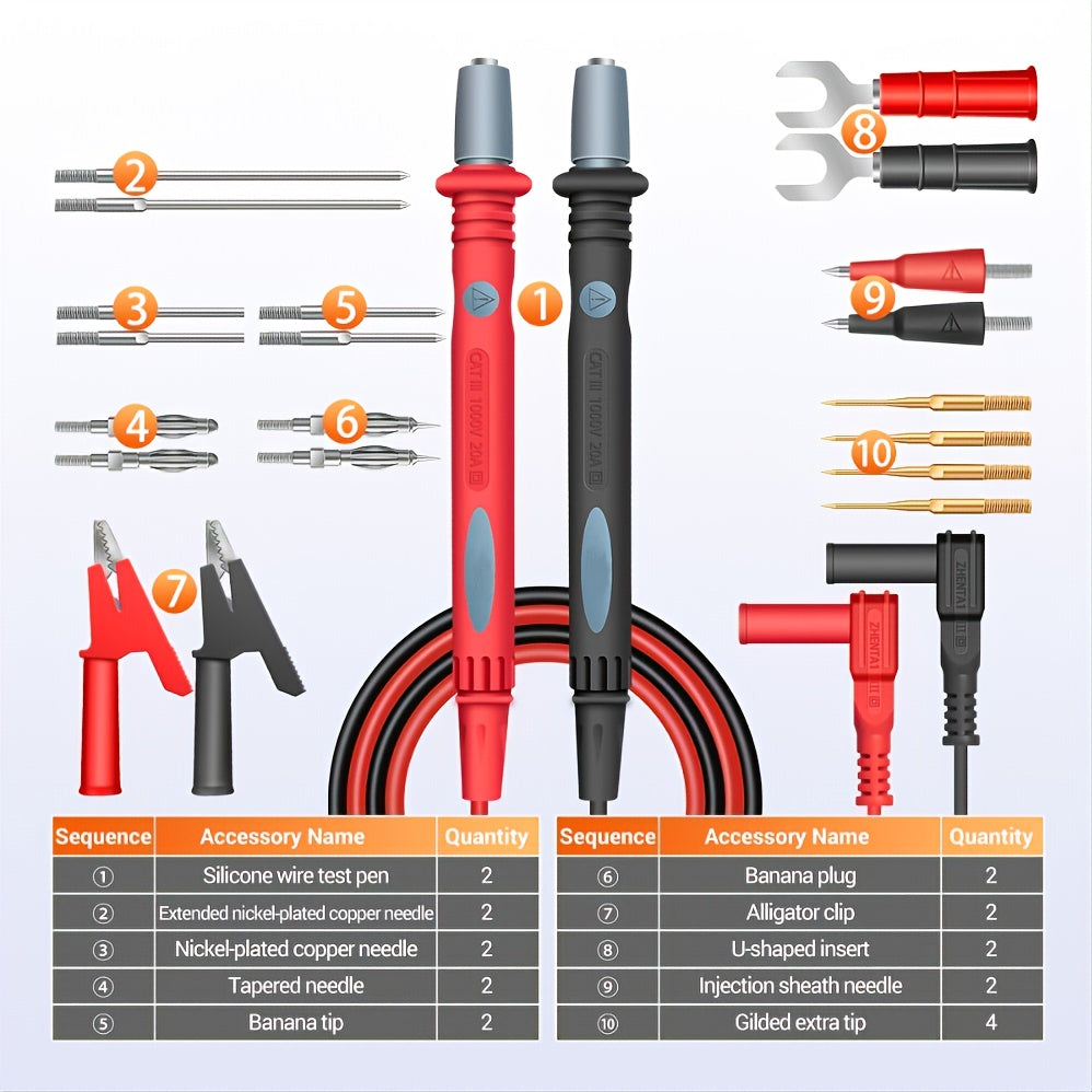 22-In-1 Multi-Function Silicone Combination Cable Multimeter Test Lead Wire