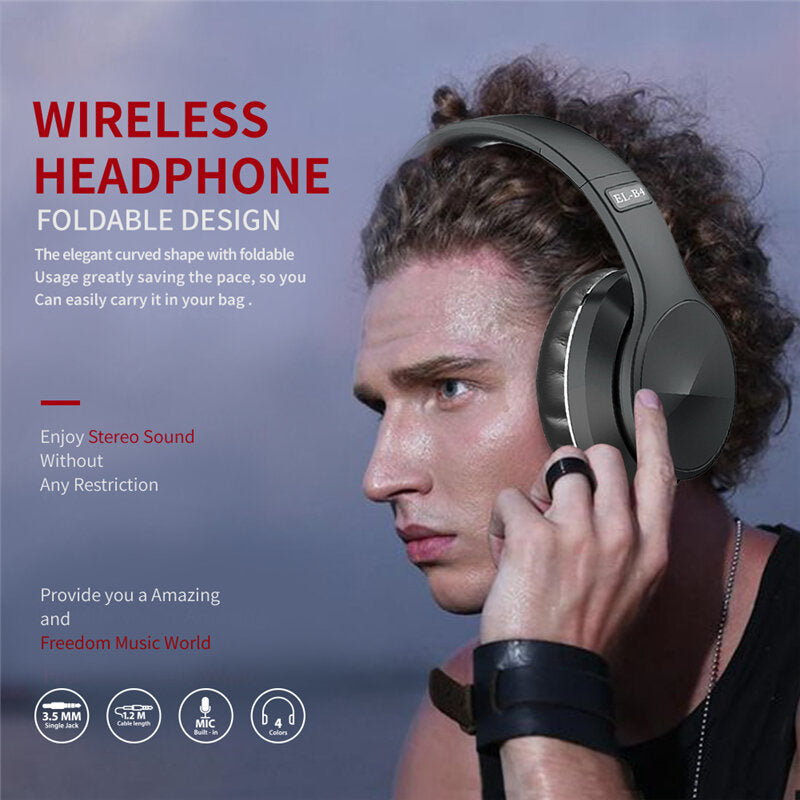 Wireless bluetooth 5.0 Headphones 40mm Drivers Low Latency FM Radio TF Card AUX-In Foldable Head-Mounted Headset with Mic