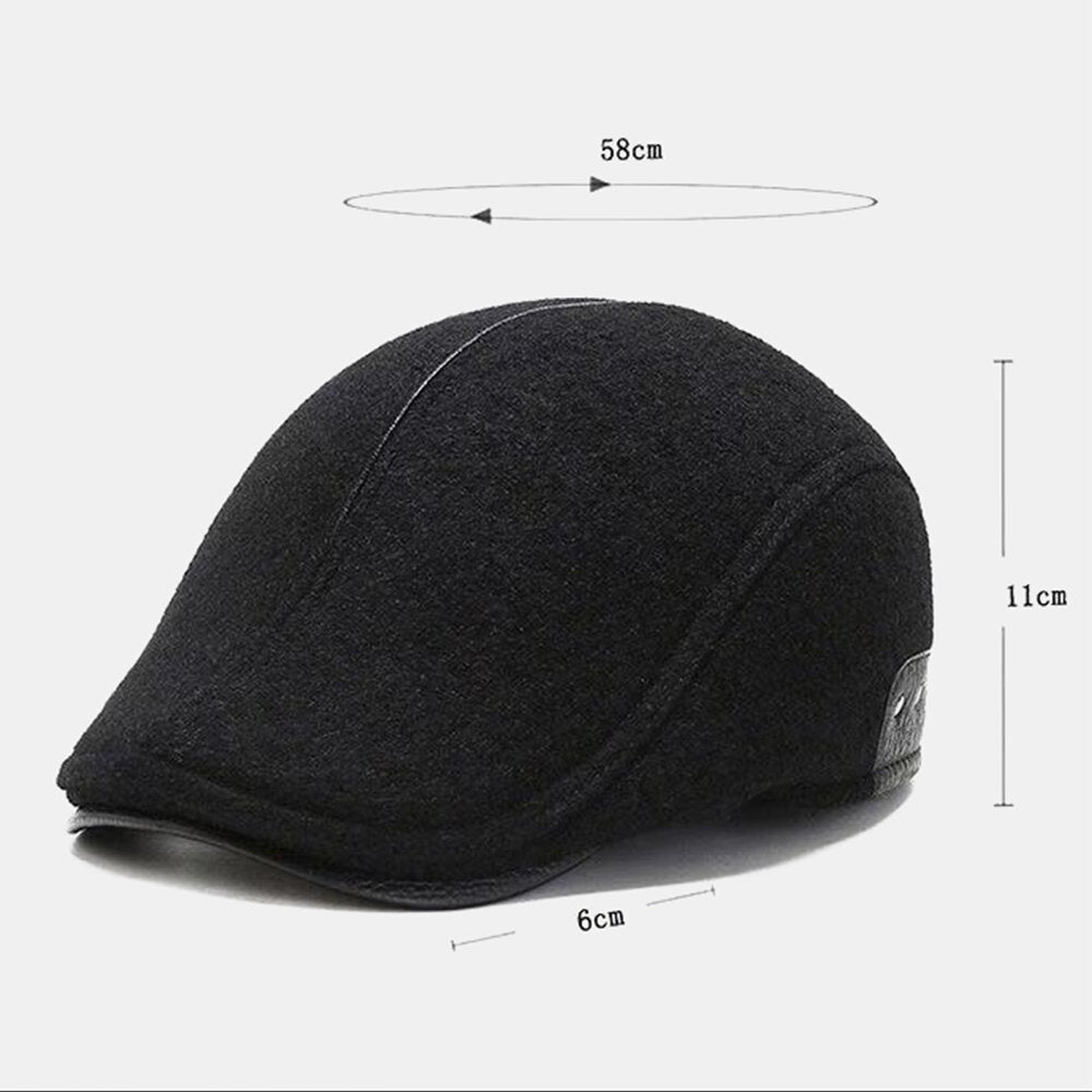 Men Newsboy Hats Outdoor Cashmere Woolen Ear Protection Windproof Warm Berets Cabbie Hat