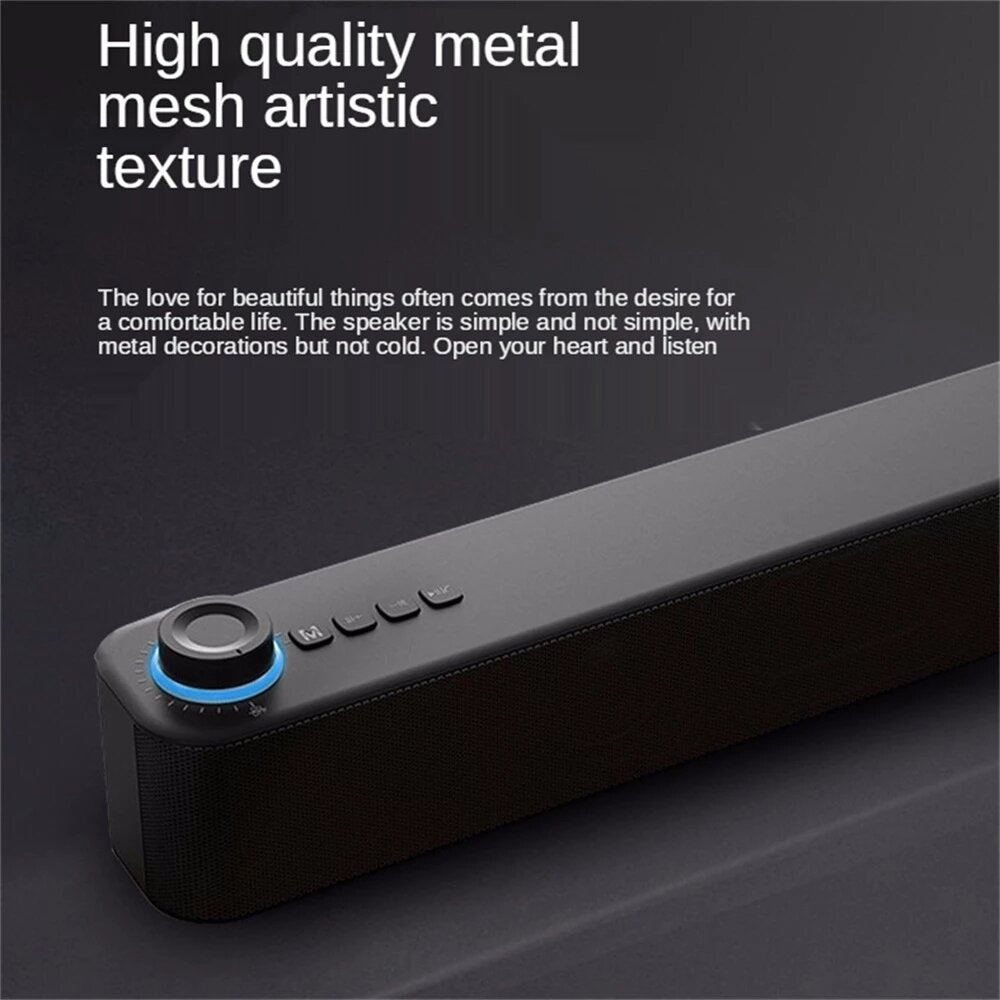 Bluetooth 5.0 Speaker Wireless Soundbar 10W Double Horn HiFi Bass Surround Sound Speaker Built-in Microphone