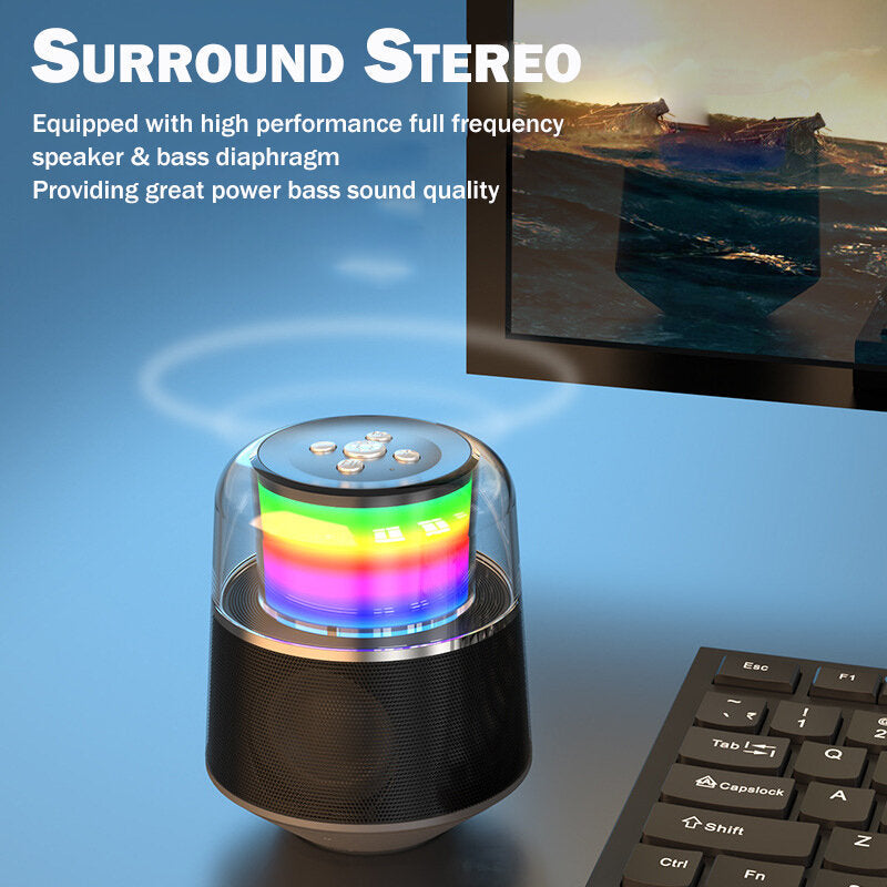 Bluetooth 5.0 Speaker RGB Colorful Light Music Player 3D Stero Loundspeakers Handsfree Wireless Speaker