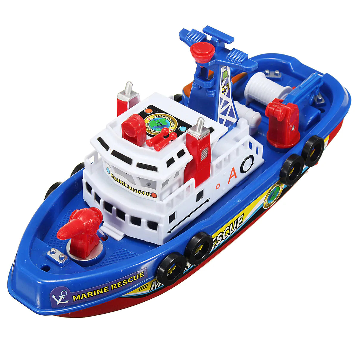 Kids Electric Fireboat Toy Children Rescue Water Spray Light Music Baby Bath Toy Boys&Girls Gift