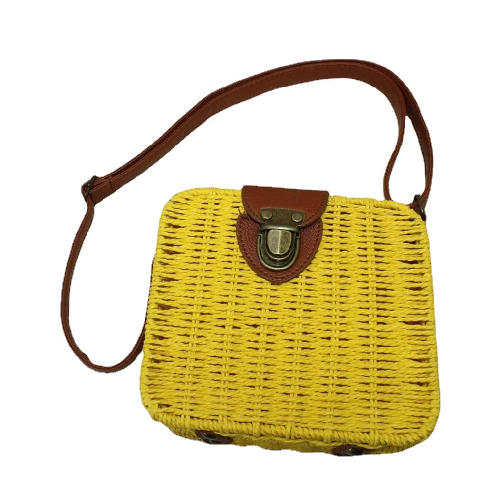 Fashion Girl Rattan Straw Bag Woven Square Handbag Crossbody Beach Summer Shoulder Bags