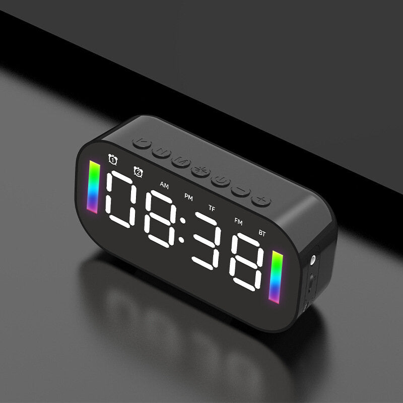 Wireless bluetooth Speaker Mini LED Alarm Clock FM Radio TF Card AUX Soundbar Subwoofer with Phone Hoder