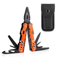 11 In 1 Multi Tool Folding Combination Pliers Knife Metal Screwdriver Kit Wire Stripper Crimping Saw Blade Cable Cutter (Red) - JustgreenBox