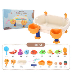 28 Pcs Creative DIY Assemble Fishing Table Summer Beach Magnetic Platform Parent-child Interactive Educational Toy for Kids Gift