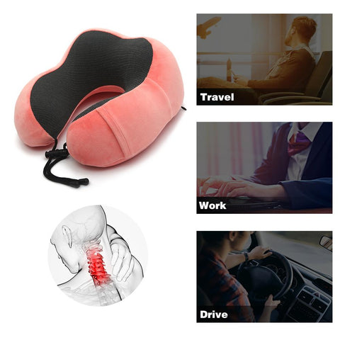 U Shaped Memory Foam Neck Soft Travel Pillow Solid Relieve Pressure