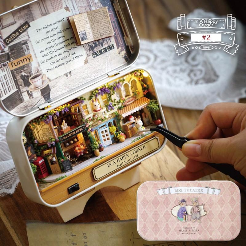 Old Times Trilogy DIY Box Theatre Miniature Tin Box Doll House With LED Light Extra Gift