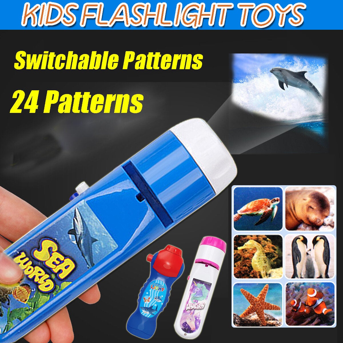 24 Patterns Flashlight Projector Lamp Educational Toy Kids Children Christmas Gift Toys