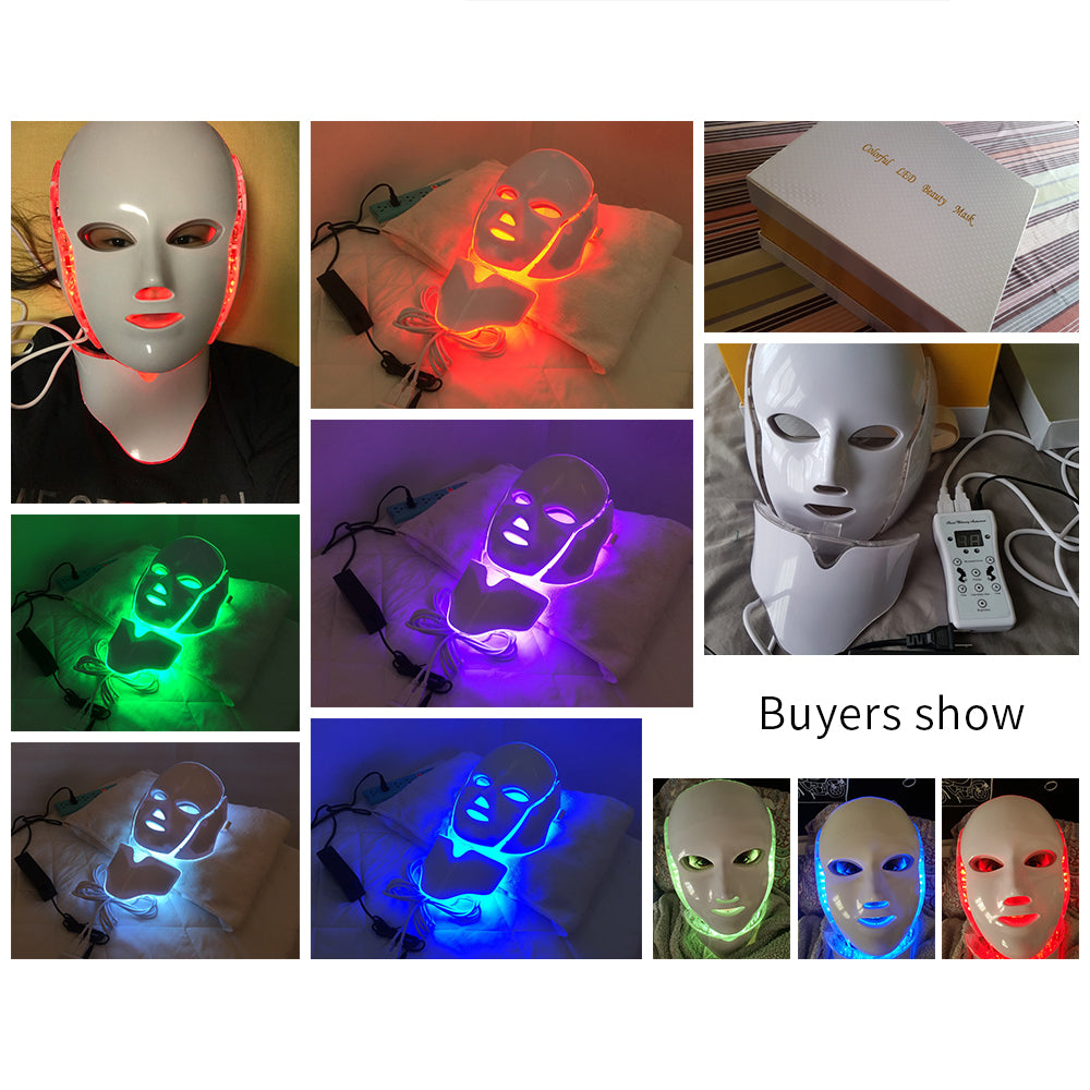 7 Colors Led Facial Mask Korean Acne Neck Beauty Therapy Machine Light