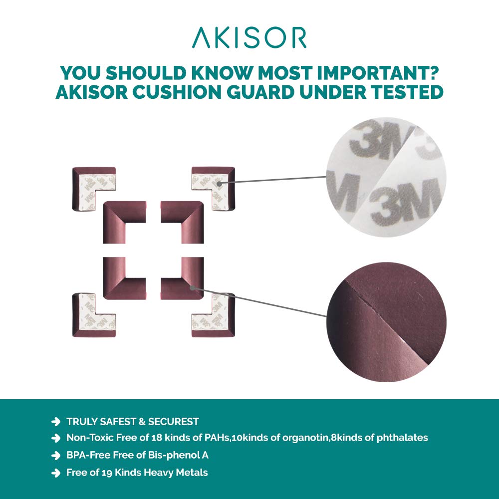 Akisor Corner Safety Bumpers Healthy PBA Free Baby Cushion,Table Furniture Safety Protect Child,Keep Your Kids Head Safe Under Stairs,Pack 8 - JustgreenBox
