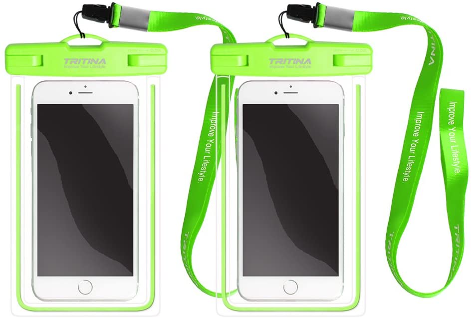 Tritina Waterproof Phone Pouch Universal fit Size Up to 6" Any Traveler Outdoor Adventurer Pack of 2 - JustgreenBox