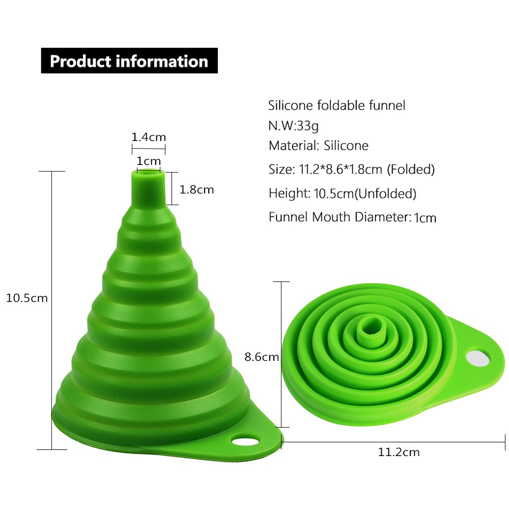 Akisor Home & Kitchen Fordable Funnel,Silicone Collapsible Style,BPA-free,Heat Resistant,for dishwasher - JustgreenBox