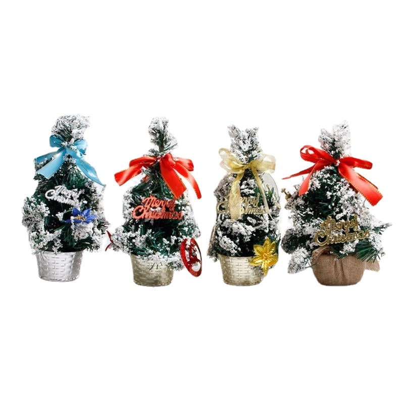 Mini Table Top Christmas Tree Ornament Multi-patterns Random Xmas Home Party Dinner Table Decor