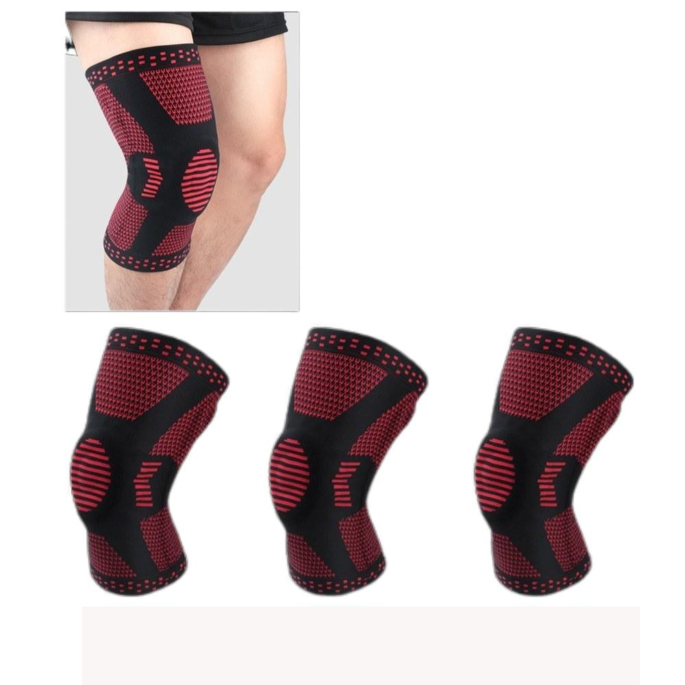 Knee Compression Sleeve Support with Patella Gel Pads Side Stabilizers 2 PCS