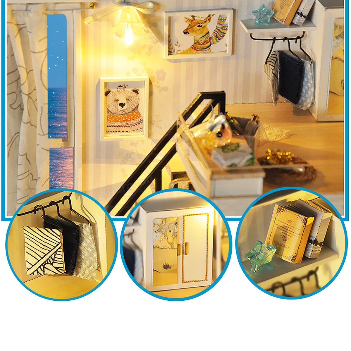 Time Shadow Modern Doll House Miniature DIY Kit With Furniture LED Light Box Gift