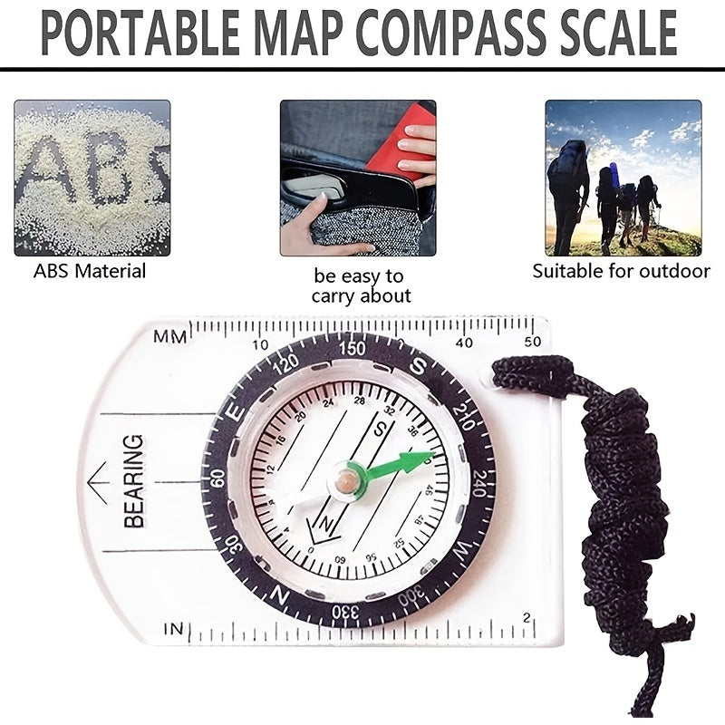 Outdoor Backpacking Transparent Plastic Compass Tool For Camping Hiking