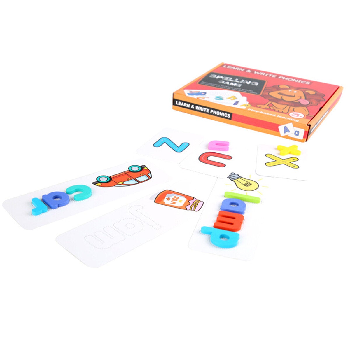 Wooden Colorful Puzzle Alphabet Letters Cards Early Educational Toy Set with Pen for Kids Gift