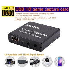 HDMI Video Capture Card HD Loop Out With Mic For Game Live Streaming Video Conference For Xbox PS5 For Nintendo Switch