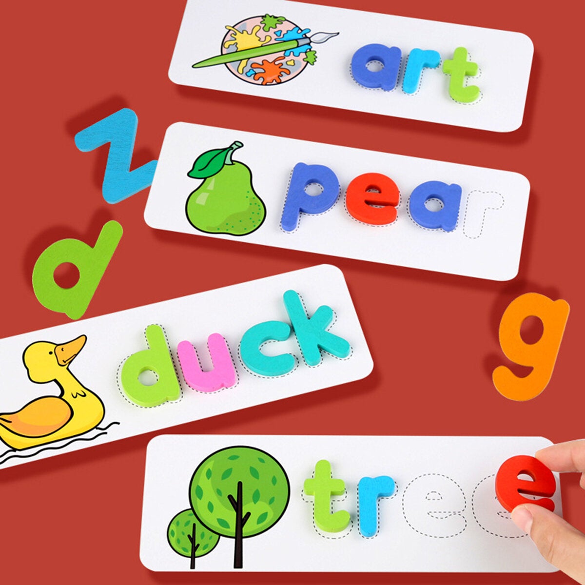 Wooden Colorful Puzzle Alphabet Letters Cards Early Educational Toy Set with Pen for Kids Gift