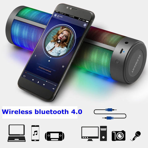 Portable bluetooth Wireless LED Speakers Stereo Hi-Fi Enhanced Bass Built-in Mic