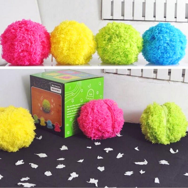 Microfiber Mop Rolling Ball Sweep Robots Automatic Vacuum Cleaner Plush Electronic Toys Random Color