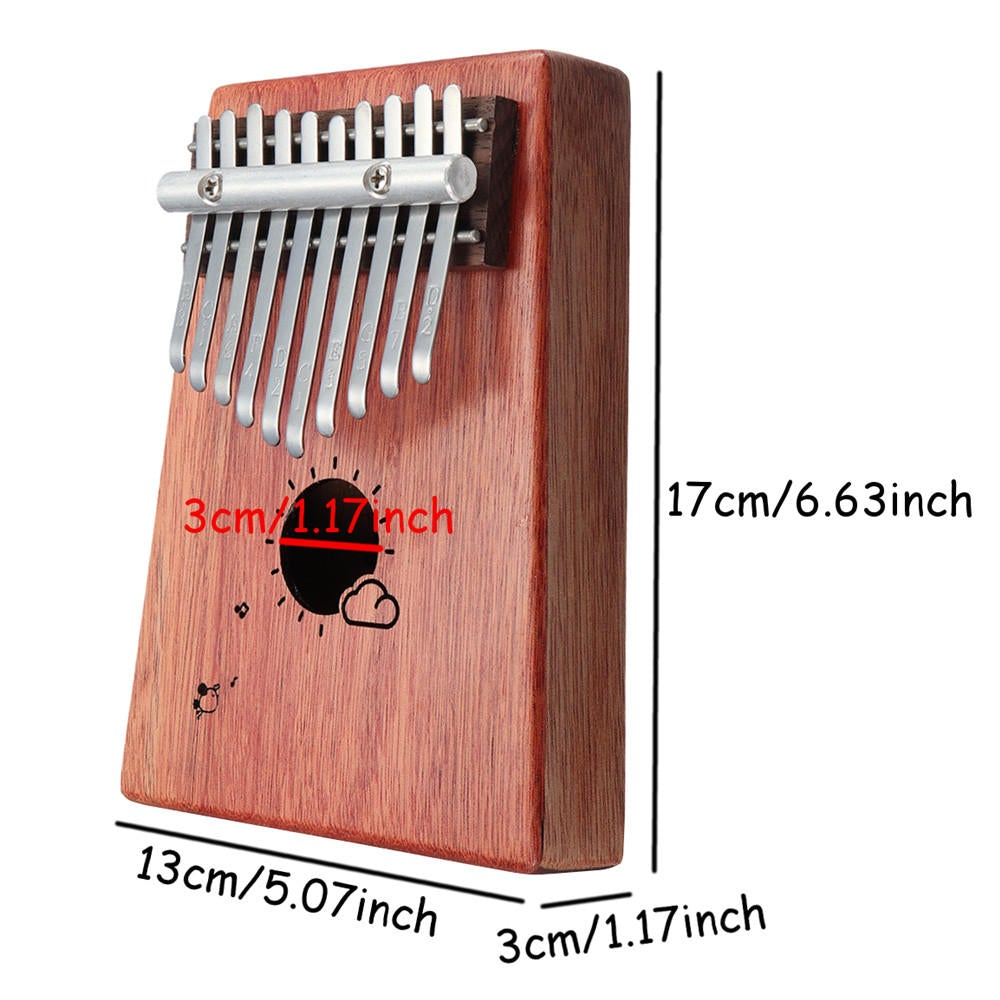 10 Keys Kalimba African Solid Mahogany Wood Thumb Piano Finger Percussion for Gifts