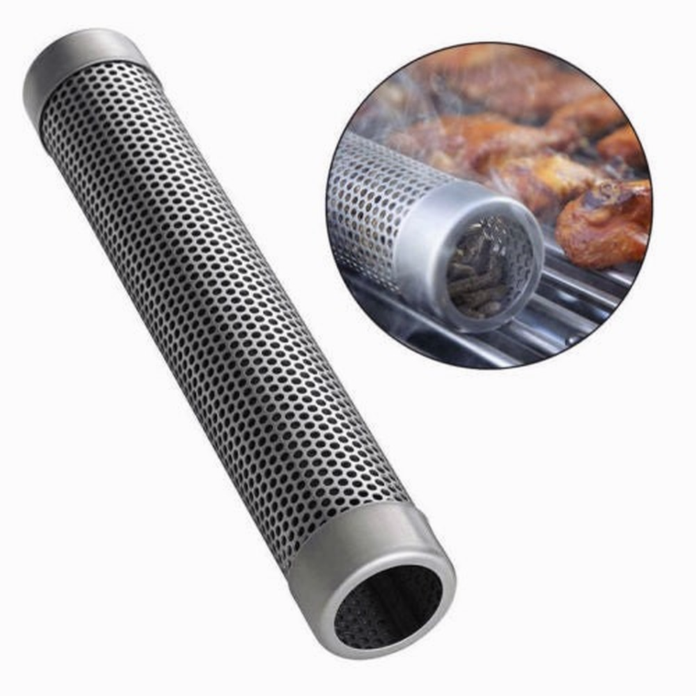 BBQ Stainless Steel Perforated Mesh Smoker Tube Filter Gadget Hot Cold Smoking - JustgreenBox