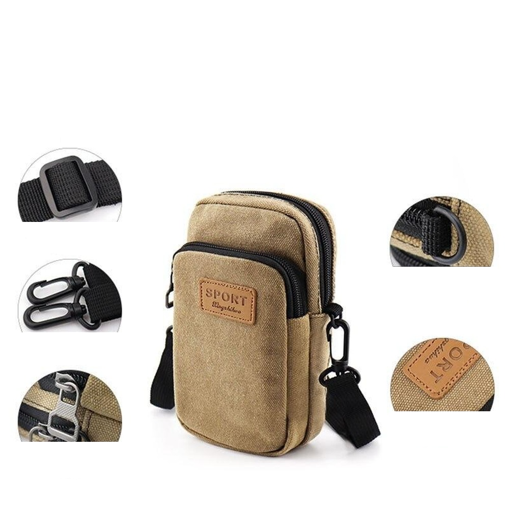 Universal Waterproof Multi-functional Canvas phone bag Shoulder Bag Man Casual Crossbody Waist