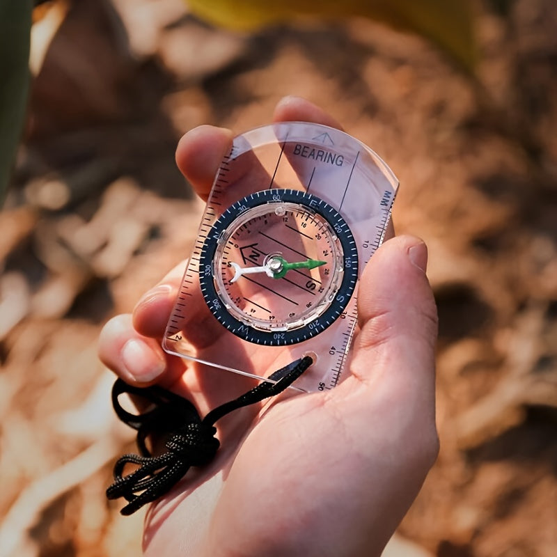 Outdoor Backpacking Transparent Plastic Compass Tool For Camping Hiking