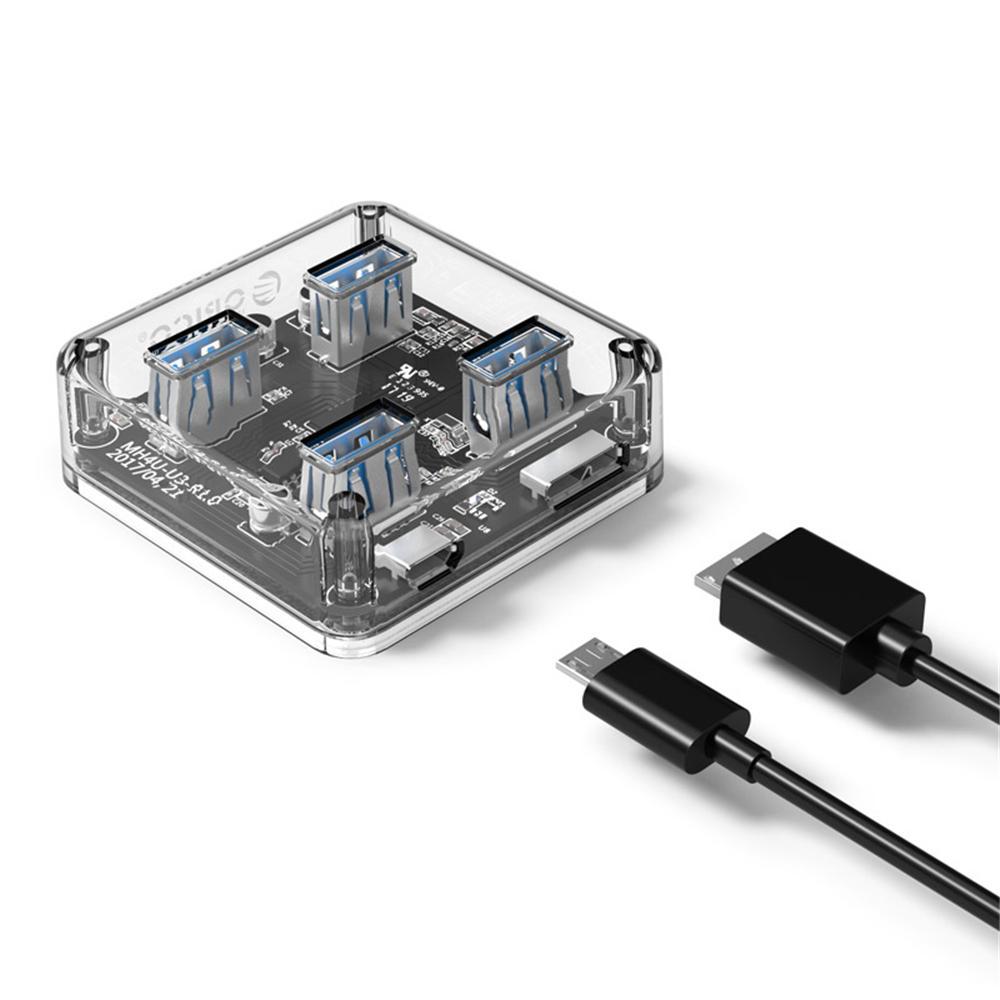 4 Ports USB3.0 Transparent HUB Adapter For iPhone 8 Plus XS 11 Pro Huawei P30 Pro Mi9 9Pro S10+ Note10